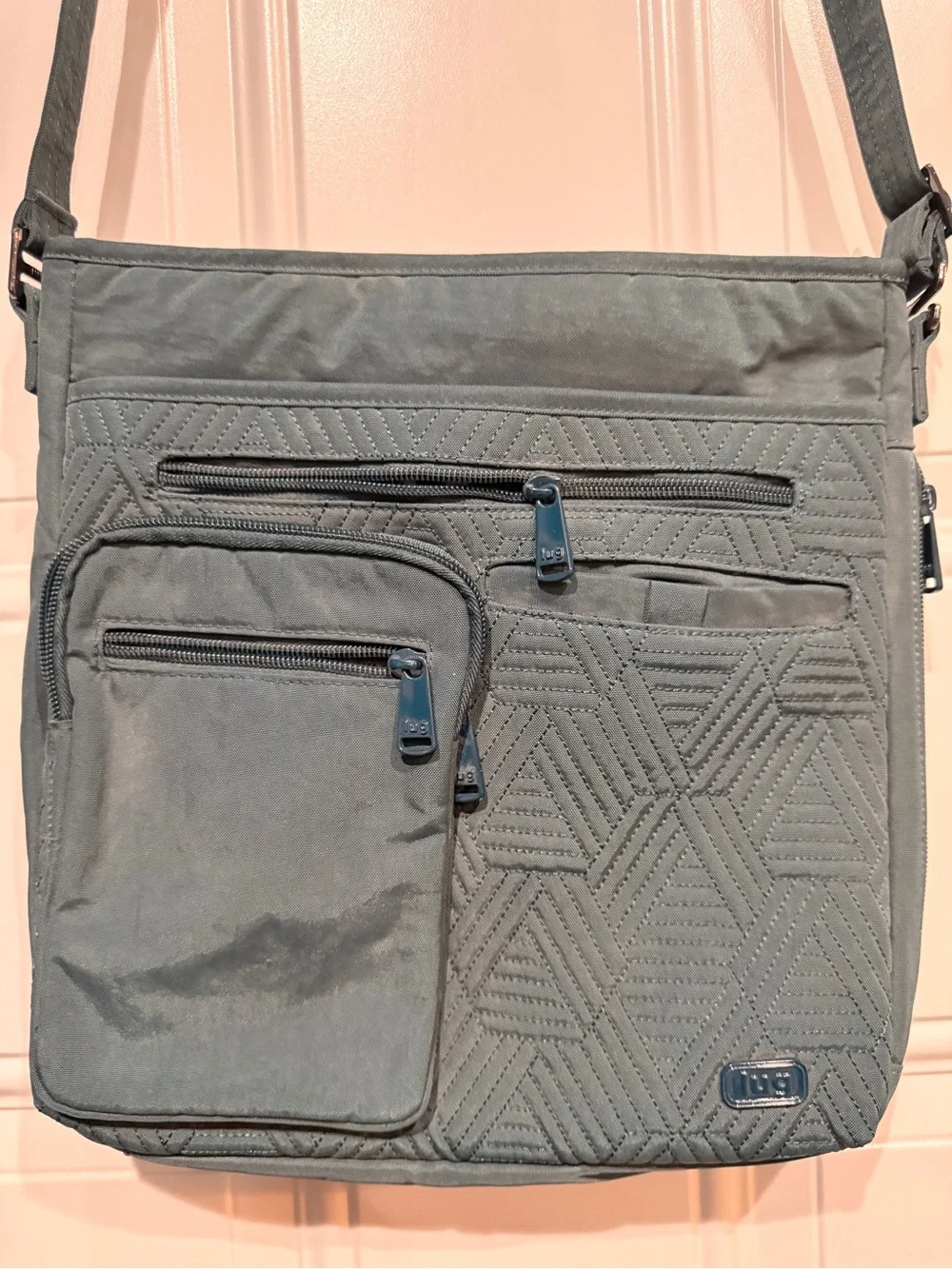 Lug Monorail Peacock Blue-Green Quilted Crossbody
